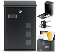 Humberg Cassetta delle lettere, in acciaio, resistente agli agenti atmosferici, richiudibile, 39,5 x 25,5 x 12 cm, colore: nero