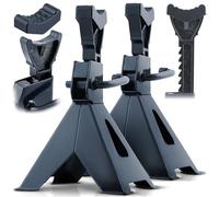 Humberg Cavalletti di sostegno - 2 pezzi - Cavalletto da lavoro auto - Portata fino a 3 tonnellate - Altezza regolabile 260 - 400 mm - Acciaio inossidabile nero