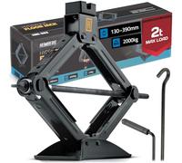 Humberg Cric - Sollevatore trapezoidale auto - base antiscivolo - portata 2 tonnellate - altezza 13 - 19 cm - acciaio