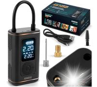 Humberg Electrisch Luftpumpe - Compressore automatico per cavi Tragbar Für Reifen Bälle 2500 mAh Schwarz