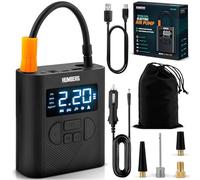 Humberg Electrisch Luftpumpe - Compressore automatico per cavi Tragbar Für Reifen Bälle 6000 mAh Schwarz