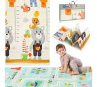 Humbi Tappetino da gioco per bambini, in schiuma XPE su entrambi i lati, piatto, impermeabile, extra grande, antiscivolo, 120 x 180 cm (misura, gatti, strade)
