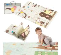 HUMBI Tappetino da gioco per bambini, tappetino per gattonare, in schiuma XPE, double face, piatto, impermeabile, extra dimensione, antiscivolo, 120 x 180 cm Animali notturni della città