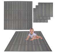 Humbi Tappeto puzzle in schiuma Eva per neonati e bambini, tappetino di risveglio, tappetino per fitness, tappetino per piscina, protezione del pavimento, 62 x 62 x 1 cm, 9 pezzi, grigio con motivo