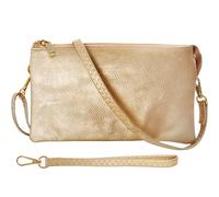 Humble Chic NY Finta Cuoio Elegante Pelle di Vagen Piccolo Borsello O Wristlet Della Borsa Della Frizione, Comprende Spalla Regolabile E Fascette Da Polso, Oro Giallo, Metallizzato