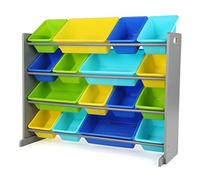 Humble Crew Organizer per Giocattoli, con 16 Scomparti, Colore: Grigio/Blu/Verde/Giallo Cassettiere e scatole Bambini, One Size