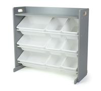 Humble Crew Scaffale Bambini Elegante: Organizer Giocattoli con 9 Contenitori, Design Grigio/Bianco Moderno, Perfetto per Camerette Chich e Ordinata