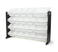 Humble Crew Scaffale Bambini Spazioso: Organizer Giocattoli con 20 Contenitori, Design Espresso/Bianco Elegante, Ideale per Camerette Stile e Ordinate