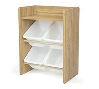 Humble Crew Scaffale organizer per giocattoli con 4 contenitori, naturale/bianco