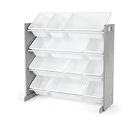 Humble Crew Kids Toy Organizer with 12 Storage Bins, Grey/White Set Cameretta, Grigio/Bianco, One Size