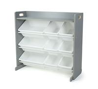 Humble Crew Scaffale per bambini, scaffale organizer per giocattoli con 9 contenitori, grigio/bianco