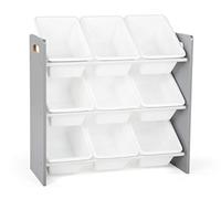 Humble Crew Scaffale per bambini, scaffale organizer per giocattoli con 9 contenitori, grigio/bianco