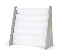 HumbleCrew Libreria Bambini Moderna: Scaffale 4 Ripiani per Libri, Design Grigio/Bianco Elegante, Ideale per Camerette Stile e Letture Creative