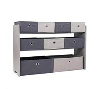 HumbleCrew Scaffale Bambini in Legno: Organizer Giocattoli con 9 Contenitori in Tessuto, Design Grigio Moderno, Ideale per Camerette Stile e Ordine