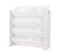 HumbleCrew Scaffale Bambini Luminoso: Organizer Giocattoli con 12 Contenitori, Design Bianco/Bianco Chic, Ideale per Camerette Moderne e Ordinate