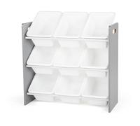 HumbleCrew Scaffale Bambini Moderno: Organizer Giocattoli con 9 Contenitori, Design Grigio/Bianco Elegante, Ideale per Camerette Stile e Ordinate