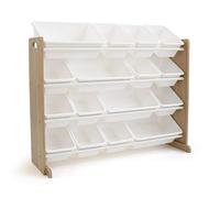 HumbleCrew Scaffale Bambini Spazioso: Organizer Giocattoli con 16 Contenitori, Design Naturale/Bianco, Ideale per Camerette Eleganti e Ordinate
