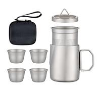 Humdcdy Set da tè | Bicchieri con teiera e infusore per tè - portatile da 50 ml per viaggi, escursioni, picnic, interni ed esterni, donne e uomini a casa