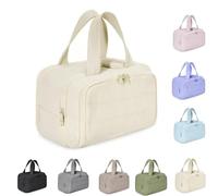 Humidity Travel Cosmetic Bag,Cureaway Travel Cosmetic Bag,Large Capacity Wide-Open Travel Cosmetic,For Womentraveling, Essentials Toiletries (Off-white)