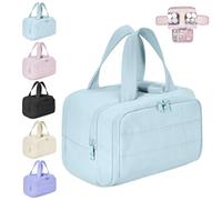 Humidity Travel Cosmetic Bag, Large Capacity Wide-Open Travel Cosmetic Bag, Lightweight Waterproof Toiletry Organizer (Blue)