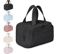 Humidity Travel Cosmetic Bag,Large Capacity Wide-Open Travel Toiletry Bag,0.6lb Lightweight,Travel Bag for Essentials Toiletries for Women (Black)
