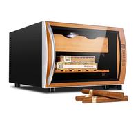 Humidor elettrico for sigari da 25 litri con ripiani in legno di cedro, 2 strati, mobiletto, controllo touch, illuminazione a LED, contiene 150 sigari(A)