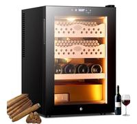 Humidor elettrico for sigari da 50 litri, armadietto con ripiani in legno di cedro e vino, controllo elettronico di umidità e temperatura for la casa, porta in vetro temperato + luce calda a LED(B)