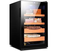 Humidor elettrico per sigari, contiene 400 sigari, in legno di cedro spagnolo, tecnologia di raffreddamento ad aria a 360°, luce fredda a LED, ottimo regalo per papà