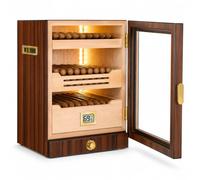Humidor for sigari a tre strati con cassetto e luce LED da 150 cap | La resistente struttura in legno di cedro offre un'eccellente protezione contro l'umidità.