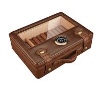 Humidor per Sigari, Accessori da Viaggio, Scatola Portasigari Portatile con Coperchio in Vetro, Igrometro con Umidificatore Integrato, Rivestimento Interno in Legno di Cedro per fino a 50 Sigari