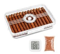 Humidor per sigari, custodia trasparente in PET con igrometro e trucioli di legno di cedro, umidificatore per la casa/ufficio, uomini (Small halten 30)