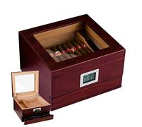 Humidor per Sigari di Cedro con Piano in Vetro con Igrometro Digitale di Precisione,Vassoio Rimovibile,Scatola per Sigari per 30-50 Sigari,Ottimo Regalo per Tutti Gli Amanti dei Sigari A