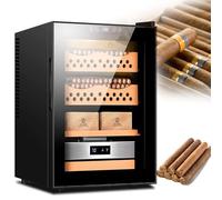 Humidor per sigari elettrici, armadio umidificatore per sigari da 50 litri, umidificatore elettronico refrigerante, con ripiani in legno di cedro e cassetto, display touch con controllo intelligente
