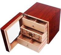 Humidor, scatola per sigari, con igrometro, 3 cassetti più grandi, scatola per sigari