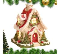 Humkopnl Bruciatore di incenso a forma di casa di Natale, con porta bastoncini di incenso con luce, diffusore in resina, realistico, per meditazione, cerimonia, Natale, Halloween, villaggio