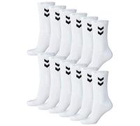 Hummel Calzini sportivi unisex Basic, confezione da 12 pezzi, colore: bianco, 41/45