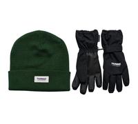 Hummel hmlJR Knit Beanie & Gloves WP set, verde scuro/nero, junior