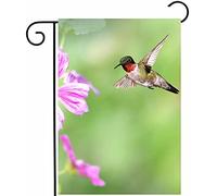 Hummingbird Bird And Pink Flowers Wildlife In Spring Summer Seasonal Scenery Bandiere Verticale Durevole Bandiere Resistente Alle Intemperie Flag Per Portico Prato Casa 30X45Cm