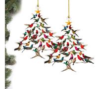 Hummingbird Christmas Ornament, 25 New Christmas Tree Decorations, Hummingbird Ornaments Indoor for Bird Lovers, Small Hanging Decorations for Home, Tree, Window & Tabletop (2 Pcs)