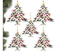 Hummingbird Christmas Ornament, 25 New Christmas Tree Decorations, Hummingbird Ornaments Indoor for Bird Lovers, Small Hanging Decorations for Home, Tree, Window & Tabletop (5 Pcs)