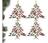 Hummingbird Christmas Ornament, 25 New Christmas Tree Decorations, Hummingbird Ornaments Indoor for Bird Lovers, Small Hanging Decorations for Home, Tree, Window & Tabletop (4 Pcs)