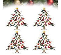 Hummingbird Christmas Ornament, 25 New Christmas Tree Decorations, Hummingbird Ornaments Indoor for Hummingbird Lover, Handmade Lightweight Holiday Decoration (4 Pcs)