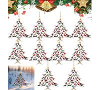 Hummingbird Christmas Ornament, 2D Lightweight Acrylic Colorful Hummingbird Decoration, Winter Bird Stacking Xmas Tree Hanging Decor for Indoor/Outdoor Home Windows Display