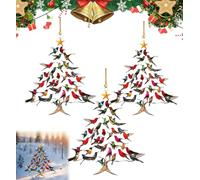 Hummingbird Christmas Ornament, 2D Lightweight Acrylic Colorful Hummingbird Decoration, Winter Bird Stacking Xmas Tree Hanging Decor for Indoor/Outdoor Home Windows Display