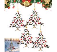 Hummingbird Christmas Ornament, 2D Lightweight Acrylic Colorful Hummingbird Decoration, Winter Bird Stacking Xmas Tree Hanging Decor for Indoor/Outdoor Home Windows Display
