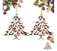 Hummingbird Christmas Ornament, Colorful Hummingbirds Tree Decor, Colorful Stacked Hummingbird Ornament for Christmas, Indoor/Outdoor ChristmasTree Listing Souvenir Gift for Bird Lovers (2PCS)
