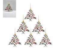 Hummingbird Christmas Ornament, Colorful Hummingbirds Tree Decor, Hummingbird Christmas Tree Ornaments, Colorful Stack Hummingbird Home Decor, for Bird Lover (6Pcs)