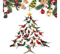 Hummingbird Christmas Ornament, Colorful Stack Hummingbird Home Decor, 2D Acrylic Colorful Stack Humming-Bird Ornaments, Gift for Bird Lovers for Windows Hanging (Three)