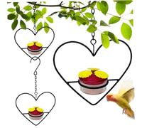 Hummingbird Feeder 3PCS 6.3x2.5x9.8 Inch Metal Frame Feeders for Outdoors with 3 Flower Outlet and Iron Hook Hanging Bird Yard Lawn Garden Decorations Heart ShapeHummingbirdOutdoorsBirdforHOME