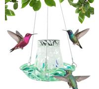 Hummingbird Feeder, Solar Hummingbird Headwater, Stain Glass Design, LED Light Feature, Garden Decor for Backyard, Bird Watching and Nighttime Illumination, 8,66 x 17,72 pollici